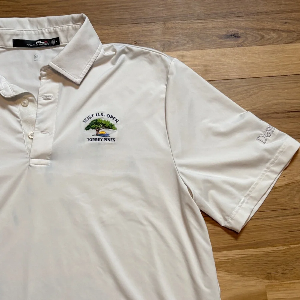 RLX Ralph Lauren White Polo 121st U.S. Open Torrey Pines Golf Shirt Men’s M